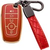 Syodiesn for Ford Key Fob Cover Soft TPU with Keychain Key Case Shell Full Protection Compatible with Ford Explorer Mustang Fusion Escape F150 F250 F350 F450 F550 Edge 5 Button, Red