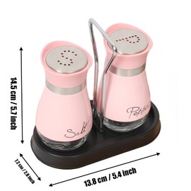 GJIE Pack of 2 Salt and Pepper Pots Salt and Pepper Shaker Salt and Pepper Set Salt Shaker Salt Pot Kitchen Accessories (Pink)