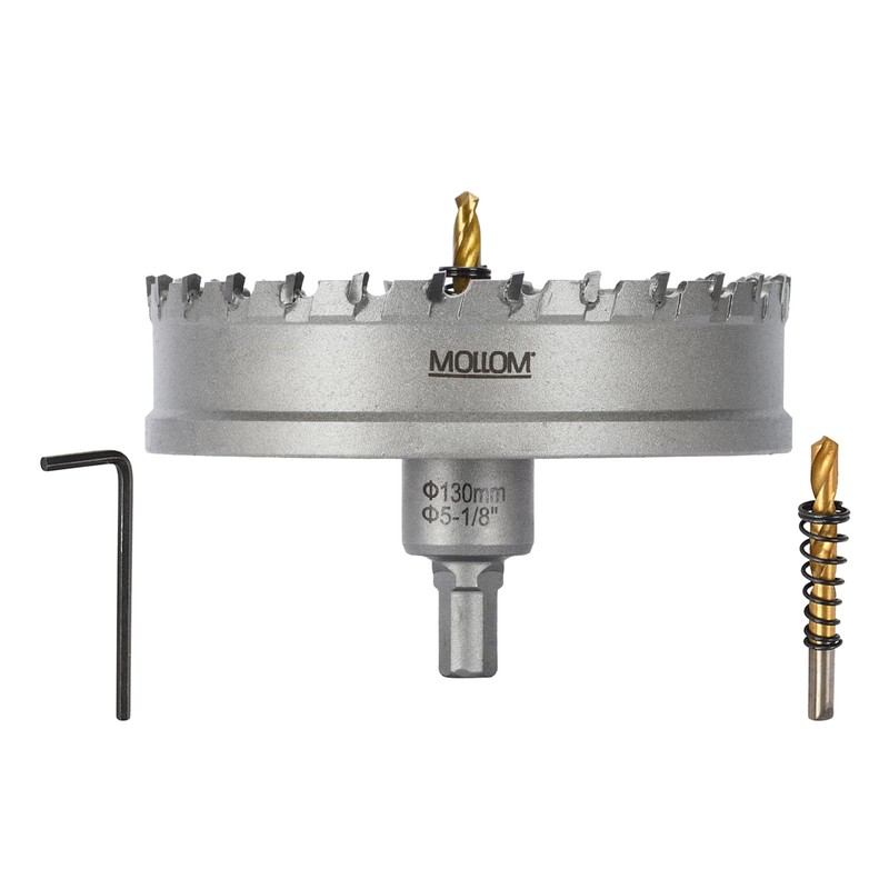 Mollom (5-1/8''|130mm) Heavy Duty Carbide Hole Saw with 2 Pilot