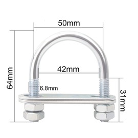 U-bolt U bolts, 4 pieces, M8 round U-bolt, U-bolt with nuts and washer for pipelines towing cars and ships, M8 x 42 mm x 64 mm
