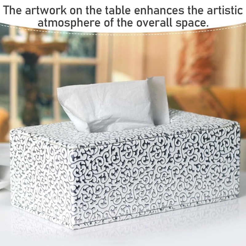 Tissue Box Cover, Rectangle Paper Organizer Dispenser, Desktop Decorative 25.5