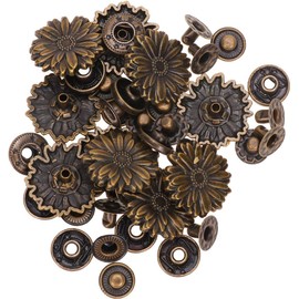ARTIBETTER 10 Sets Antique Snaps Button Bronze Vintage Metal Snap Leather Fastener Flower Sewing Snaps for Handbag Purses Bags Clothes Leather Sewing Craft DIY