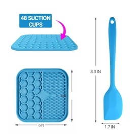Slow Feeding Silicone Licking Mat with Spatula for Dogs and Cats. Non-Toxic Outdoor Fun Travel Training Calming Anxiety Boredom Relief Suitable for Mixed Healthy Food -Blue Color