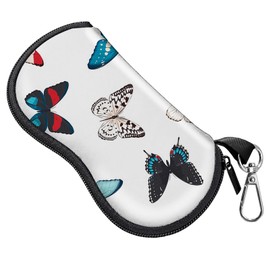 BHAHB Glasses Sunglasses Eyeglass Case Zipper Soft Neoprene Light Pouch with Metal Belt Clip Cute Aesthetic Women Men Girls-Butterfly
