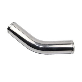 AotoKoop Aluminum Pipe L 11.81" (300mm), OD 2" (51mm) Universal 45 Degree Elbow Aluminum Piping Tube Intercooler Pipe Polished Air Intake Tube, for Direct Replacement of Engine Bay Pipes