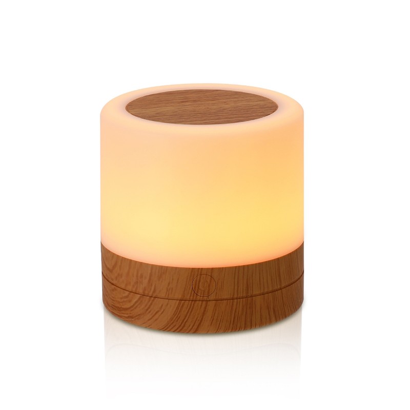Wooden Bedside Table Lamp LED Colorful Wood Grain Night Light