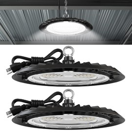 Sunco UFO LED High Bay Light, Shop Lights for Warehouse, Plug & Play, 19500 LM, 150W, 5000K Daylight, Power Cord Included, IP65 Waterproof Shatterproof Fixture UL 2 Pack
