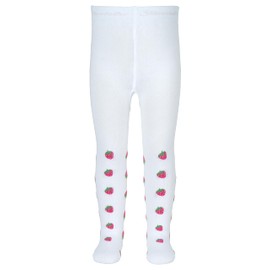 Sterntaler Strawberry Tights - Children's Tights with Pattern - Tights Girls with Elastic Waistband for Comfortable Hold - Comfortable Tights Versatile to Combine, White