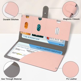 RSAquar RSAquar Car Registration and Insurance Holder, Vehicle Glove Box Organizer Cool Car Accessories, Car Document Holder for Cards, Driver License & Essential Document, JD-Rose Gold