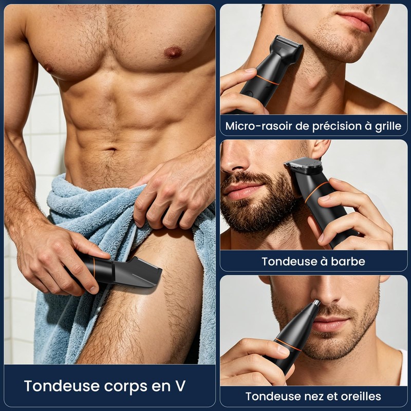 MAXGROOM Trimmer corpo uomo elettrico 4 in 1 multifunzione tosaerba