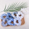 Blue Checkered Scrunchies Hair Ties for Women Blue And White