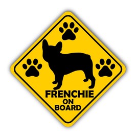 Frenchie On Board Stickers x 2 – 265mm x 265mm Dog Stickers Printed and Laminated for Car Window, Vehicle, and Home Decor – Cute French Bulldog Warning Stickers for Dog Owners