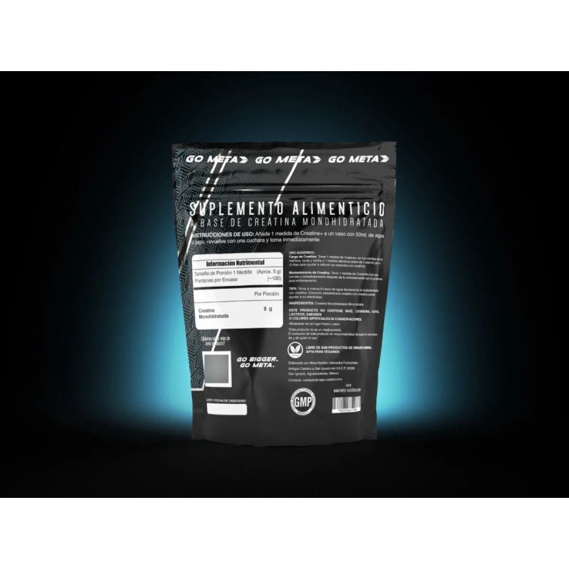 Creatina Meta Nutrition Monohidratada 500 Gr (100 Servicios) Sin Sabor