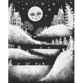 8x10 PRINT OF PAINTING RYTA XMAS CAT ANGEL ABSTRACT FOLK ART SNOWMAN LANDSCAPE