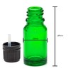 Aura 10ml GREEN Glass Bottles with Black T/E Caps &