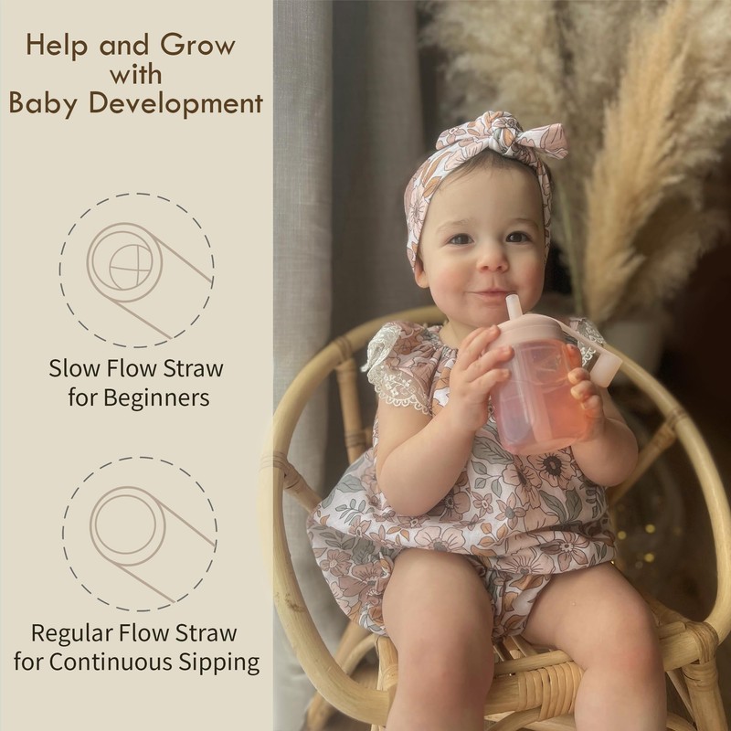 Moonkie Baby Training Cup Silicone Straw Cup | BPA-Free Drop-Proof