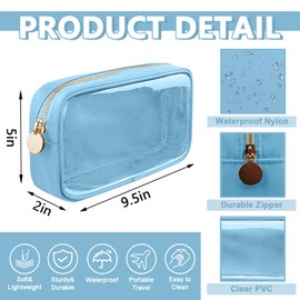 UIXIZQ - Bolsa de maquillaje de nailon transparente, bolsa de viaje, neceser, bolsas de cosméticos con cierre, organizador de maquillaje, tamaño pequeño, grande para mujeres y niñas, bígaro , Pequeño