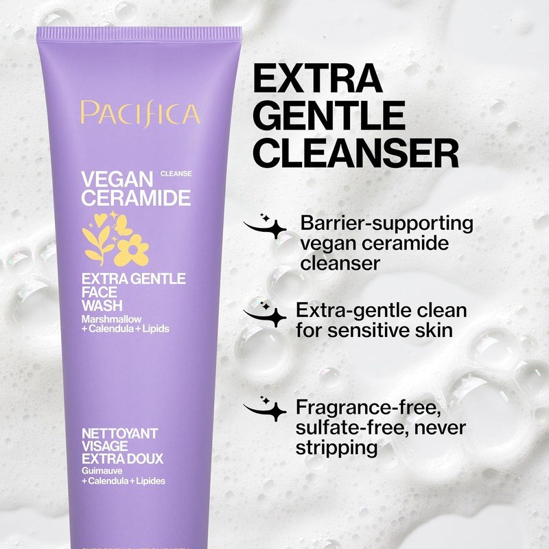 Pacifica Vegan Ceramide Extra Gentle Face Wash, 5.0 Ounce/148 ml