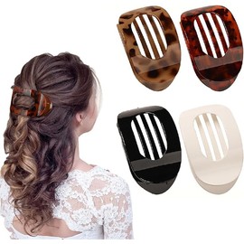 Flat Hair Clips Round Lay Down Hair Claw Clips,4Pcs Leopard Print Strong Hold Hair Claw Clip,Leopard Round Lay Down Flat Claw Clip No Slip French Hair Clip,Leopard Lay Down Hair Claw Clip for Women