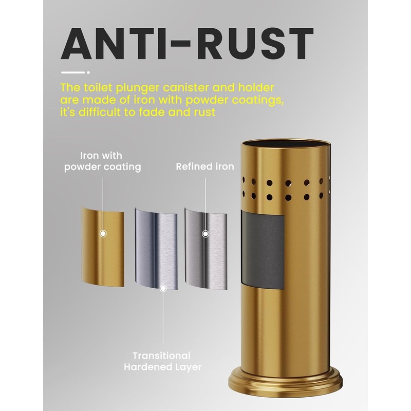 DOWRY Anti-Hand Off Toilet Plunger with Holder for Bathroom,Powerful Efficient