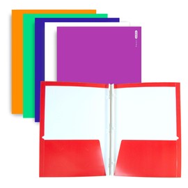 BAZIC 2 Pockets Paper Folder w/ 3-Prong Fastener Clip, Laminated Portfolio, Letter Size Folders Holder for Office Document Papers Organizer, 6-Pack