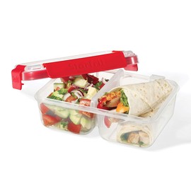 STARFRIT Easy Lunch Rectangular Divided Container - 32oz/946ml - Airtight & Leakproof - 4-Sided Locking Lid