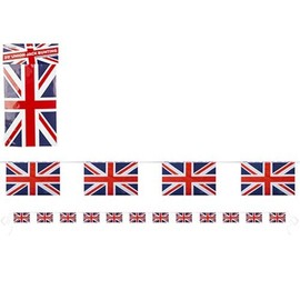 20ft Union Jack Bunting 12 Fabric Flags 12 inch x 8 inch Queens Jubilee Decorative Party Bunting Banner