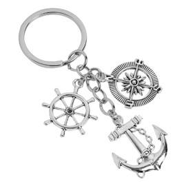 Dumhuts Nautical Keyring Set - Anchor, Compass and Steering Wheel Design, Ideal for Seafaring and Sailing, Durable Zinc Alloy, Includes Gift Bag