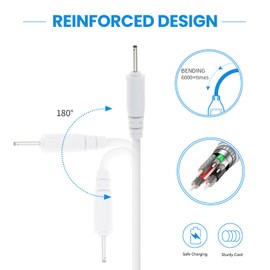 for PRITECH Facial Cleansing Brush Charger USB Durable Portable DC Charging Cable Replacement Charger Cord (White)