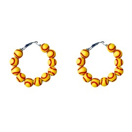 Baseball Hoop Earrings Softball Sport Ball Bead Earrings Sport Lover Jewelry Team Accessories Gifts-softball
