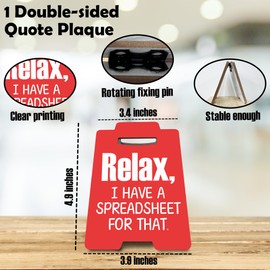 3.9" X 4.9" Funny Office Decor - Relax I Have A Spreadsheet For That - It's Fine I'M Fine - Double Side Wooden Decor, Funny Desk Sign, Gag Fun Gift For Coworker Teammate Bosses, Office Desk Sign
