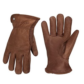 OLSON DEEPAK Leather Cowhide Gloves Men Women Brown Motorcycle Gloves Thorn Proof Gardening Gloves Outdoor Camping Leather Gloves