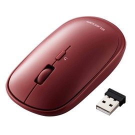 Elecom Slint M-TM10DBRD Wireless Mouse, 2.4Ghz, Slim, Silent, 4 Buttons, Presentation Mode, Case Included, Compatible with Windows and Mac, Red