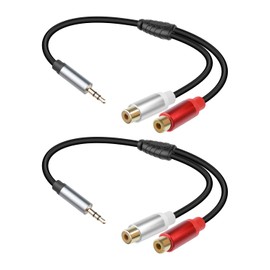 GELRHONR RCA to 3.5mm Aux Cable 1FT, Short 1/8 Male to 2RCA Female Y Splitter Stereo Audio Adapter Cable for Smartphone, Tablet, MP3, HDTV and More, 2Pack (3.5mm M to RCA F)