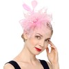 Umturmok Women's Tea Party Fascinators Mesh Flower-Shaped Pearl Feather Veil