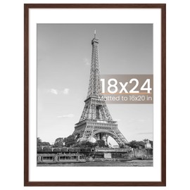 upsimples upsimples 18x24 Picture Frame, Display Pictures 16x20 with Mat or 18 x 24 Without, Wall Hanging Poster Frames, Brown, 1 Pack