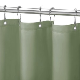 Gibelle Extra Long Shower Curtain Liner 72 x 84 Inches, Sage Green Shower Curtain Liner, Washable Waterproof Fabric Bathroom Shower Curtain Set with Hooks