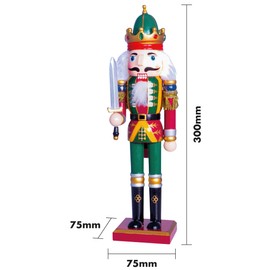 St Helens Home & Garden Nutcracker with Sword Christmas Decoration 30cm Height - Wonderfully Festive with Vibrant Colour Detail