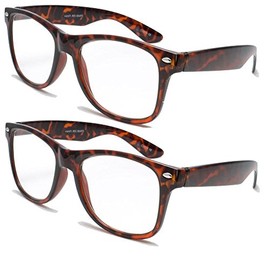 2 Pairs Deluxe Reading Glasses - comfortable stylish simple (2 tortoise pair, 2.25 x)