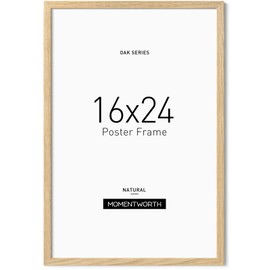 Momentworth 16x24 Frame, Solid Oak Wood 16x24 Picture Frame for Wall, Natural Wood 16 x 24 Poster Frame - Wall Decor for Home, Office & Galley (Single,Oak)