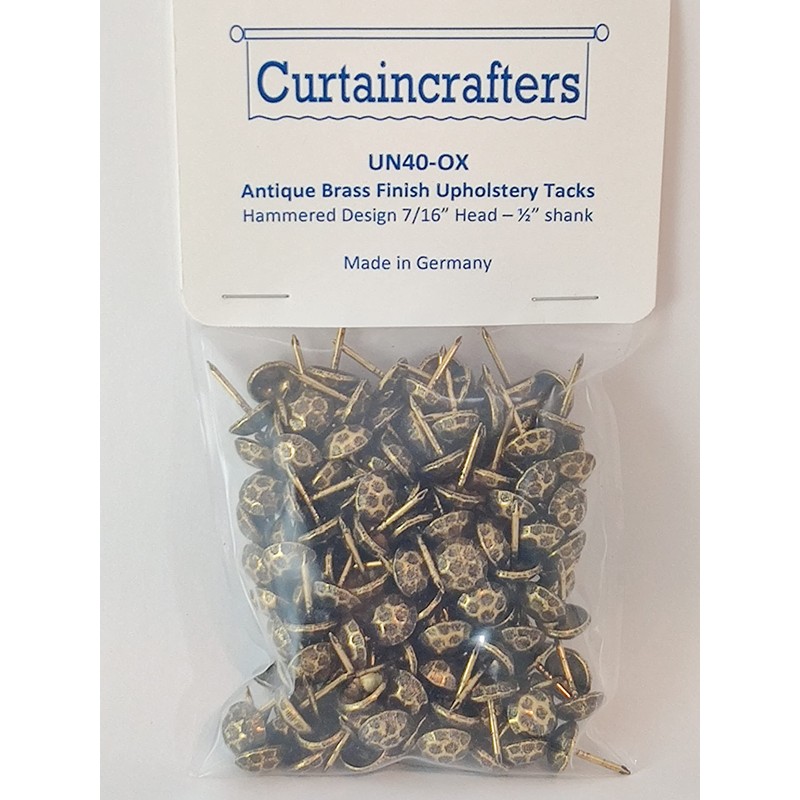 Antique Brass Oxford Upholstery Tacks Nails Hammered Finish 7/16 Inch