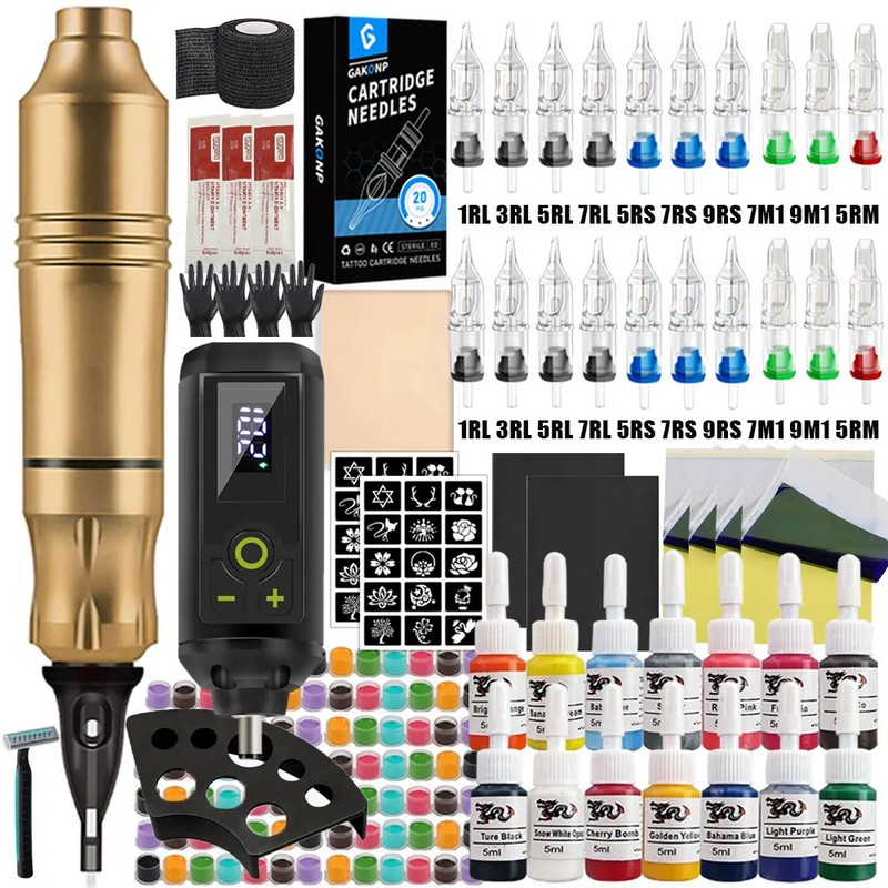 Wireless Rotary Tattoo Pen Kit for Body Art Practice –