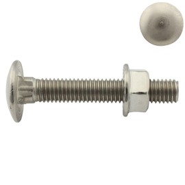 Round-Head Bolts / Carriage Bolts with Flange Nuts (with Locking Toothing) - M5 x 50 - (Pack of 25) - Full Thread - DIN 603 / DIN 6923 - Stainless Steel A2 (V2A) - SC603 / SC6923