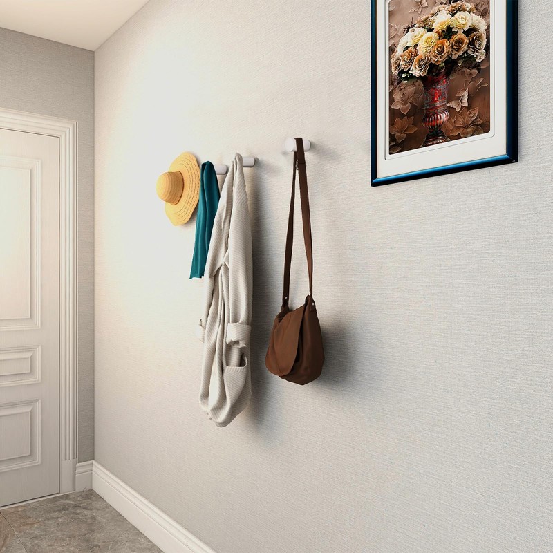 bsdonte Wood Wall Hooks, 4 Pack White Decorative Coat Hooks