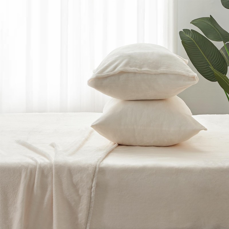BEDELITE Flannel Sheets King Size White - Super Soft Fleece