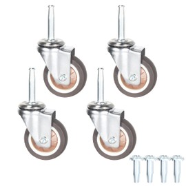 Stem Caster Wheels with 5/16" x 1-1/2" (8 x 38mm) Stem Sockets TPR Replacement Castors Swivel Casters for Carts, Furniture, Dolly, Workbench (2.0 inch Without Brakes)