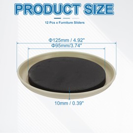 PATIKIL 5“ Furniture Sliders,12 Pcs Round Reusable Moving Furniture Sliders Pads Protectors for Carpet Heavy Furniture Mover Floor Protectors Surface Protection Table Desk Sofa, Khaki