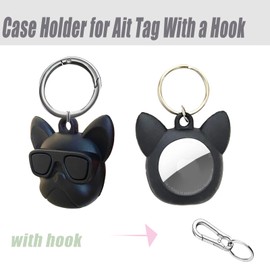 Cute Waterproof Holder Keychain for Air Tag Dog Collar Tracker,Protective Cover for Airtag Key Chain (French Bulldog)