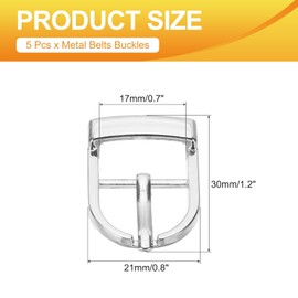 PATIKIL Single Prong Buckle, 5 Pcs 0.7 Inch Adjustable Metal Roller Buckle Belt Buckles for Bags DIY Crafts Purse Straps Shoe Belts Making Accessories, Silver Tone
