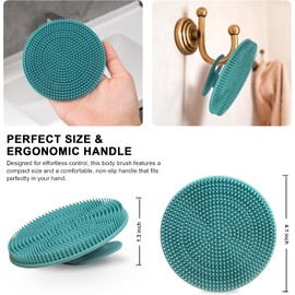 INNERNEED Estropajo corporal de silicona de grado alimenticio, cepillo exfoliante suave para hombres y mujeres, limpieza profunda para todo tipo de pieles, espuma higiénica y buena (verde oscuro +